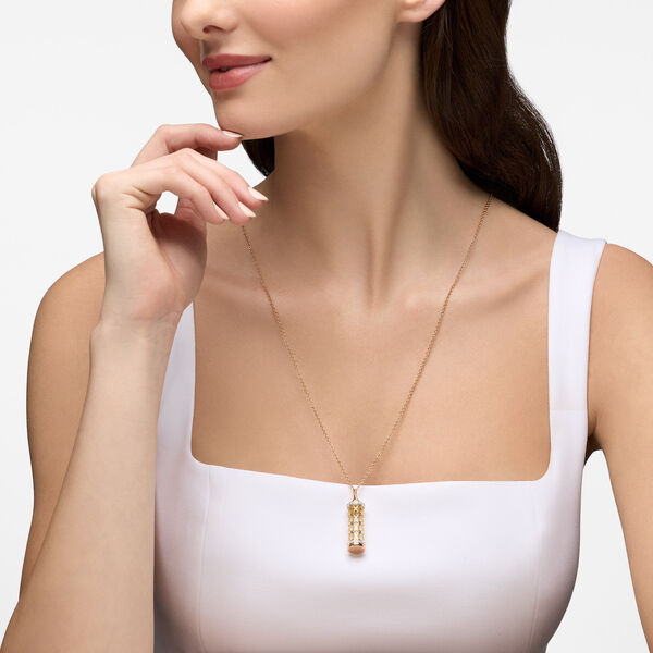 Diamond Message Pendant Necklace, Tri-Gold
